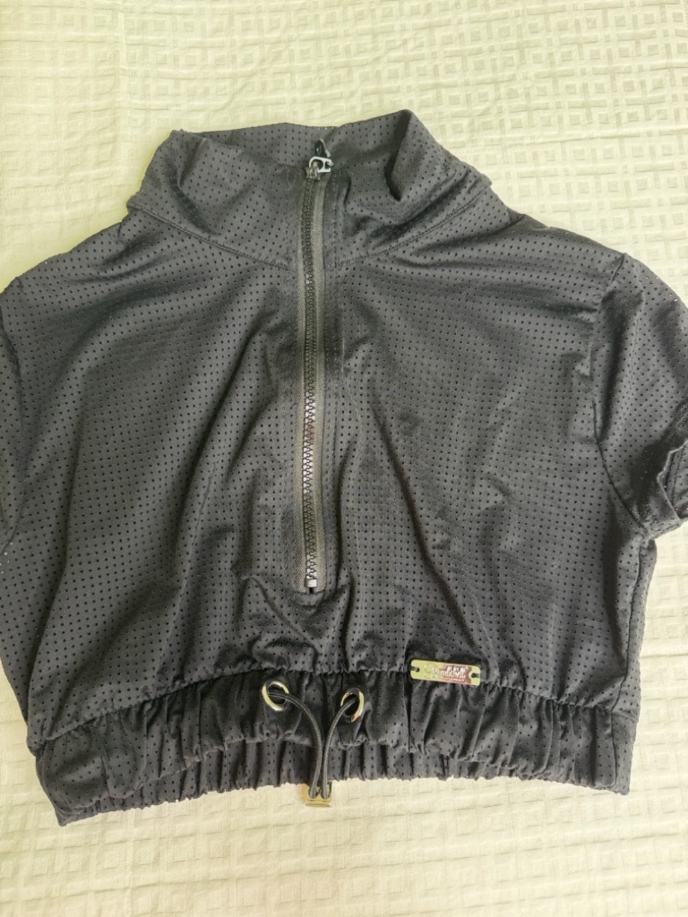 Bombshell Sportswear Black Perforated Cropped Pullover